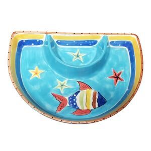 HausenWare Tropical Fish Ocean Appetizer Serving Bowl Platter Dish Chips Dip
